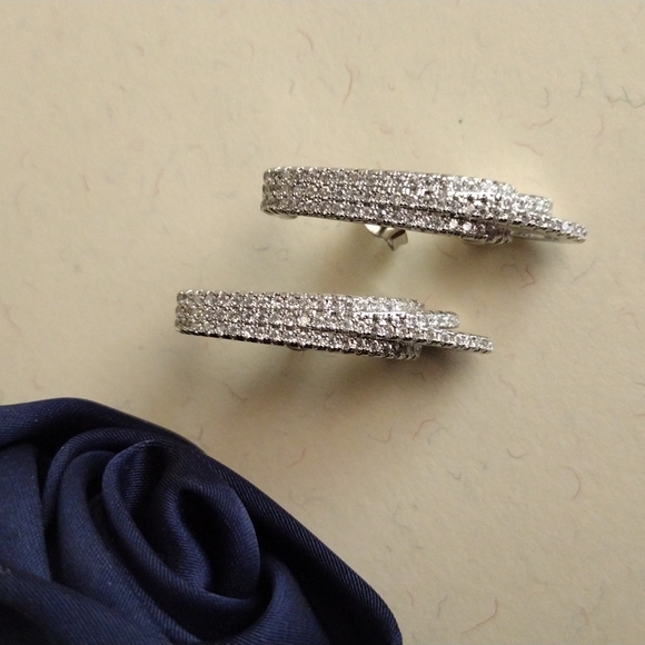 Nadri White rhodium micro pave earrings - Picture 3 of 3